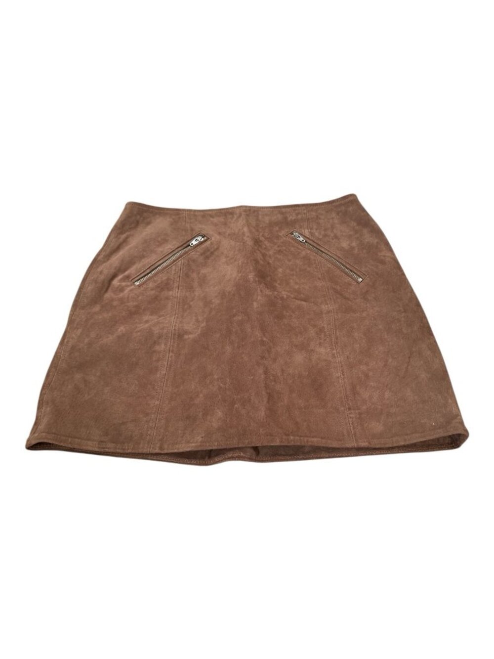 BlankNYC Womens Brown Front Back Zip Leather Suede Miniskirt Sz 27